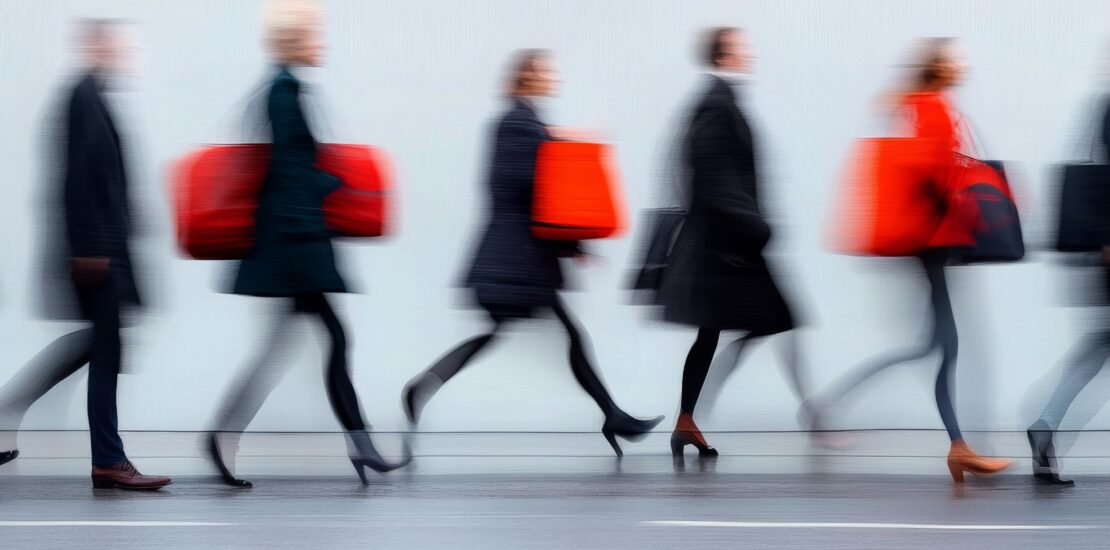 Blurry Professionals Walking very fast.