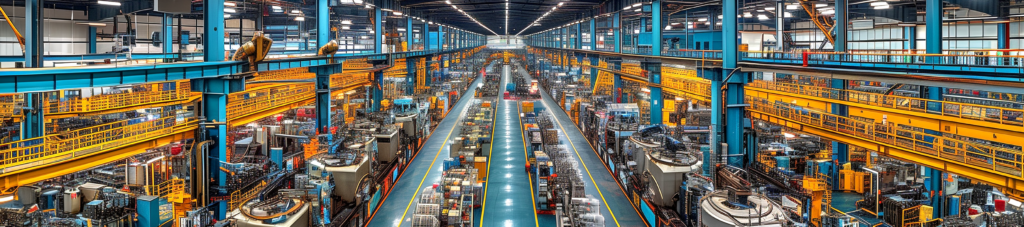 Commercial building with large factory equipment.