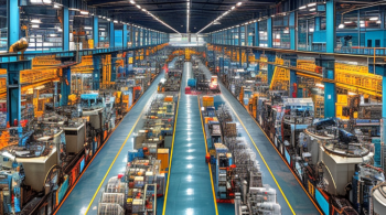 Commercial building with large factory equipment.